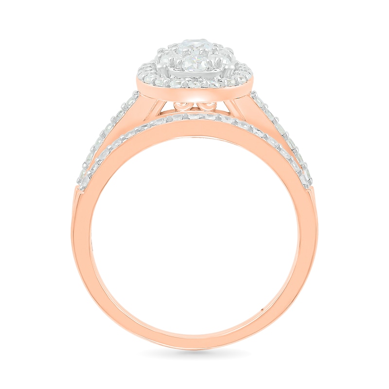 0.96 CT. T.W. Oval-Shaped Multi-Diamond Frame Bridal Set in 10K Rose Gold