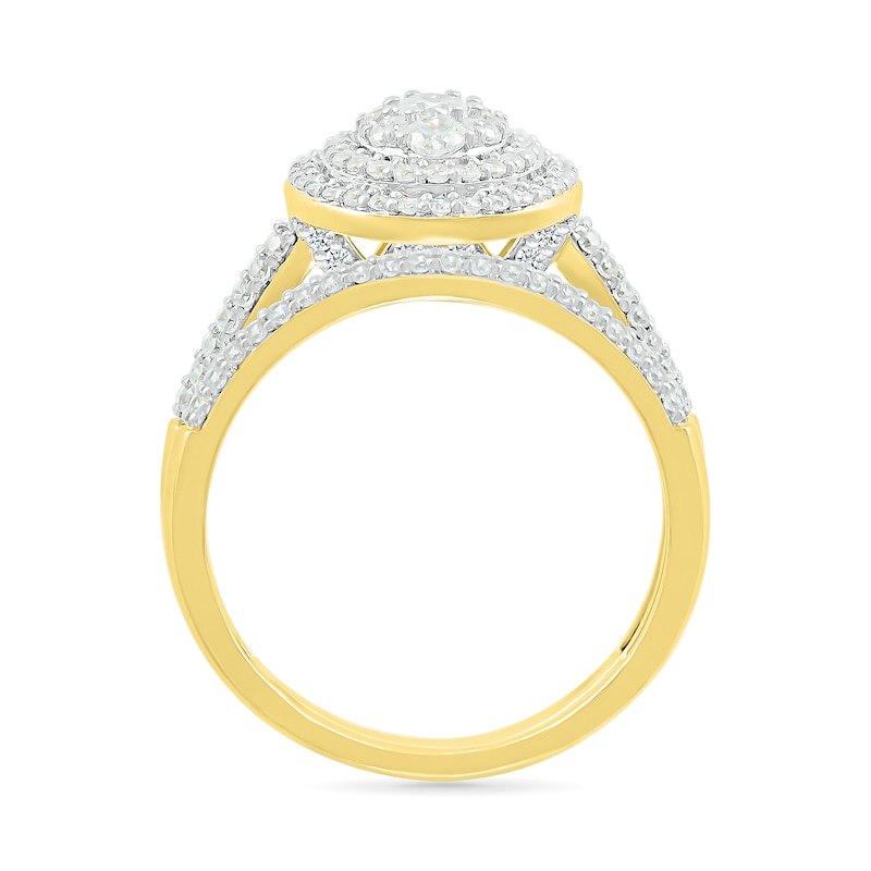 Main Image 4 of 0.95 CT. T.W. Oval-Shaped Multi-Diamond Double Frame Bridal Set in 10K Gold