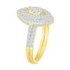 Thumbnail Image 1 of 0.96 CT. T.W. Marquise-Shaped Multi-Diamond Double Frame Bridal Set in 10K Gold