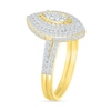 Thumbnail Image 2 of 0.96 CT. T.W. Marquise-Shaped Multi-Diamond Double Frame Bridal Set in 10K Gold