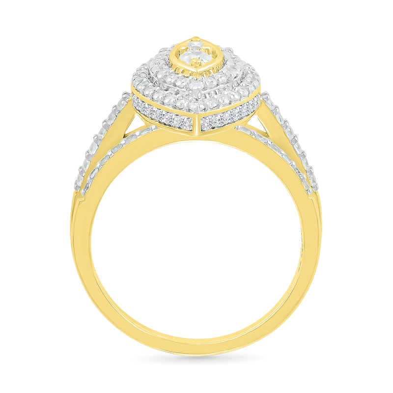 0.96 CT. T.W. Marquise-Shaped Multi-Diamond Double Frame Bridal Set in 10K Gold