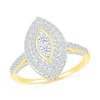 Thumbnail Image 4 of 0.96 CT. T.W. Marquise-Shaped Multi-Diamond Double Frame Bridal Set in 10K Gold