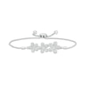 Thumbnail Image 0 of 0.06 CT. T.W. Diamond Flower Trio Bolo Bracelet in Sterling Silver – 9.5"