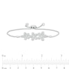 Thumbnail Image 2 of 0.06 CT. T.W. Diamond Flower Trio Bolo Bracelet in Sterling Silver – 9.5"