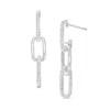 Thumbnail Image 1 of 0.16 CT. T.W. Diamond Paper Clip Link Drop Earrings in Sterling Silver