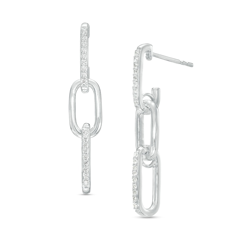 0.16 CT. T.W. Diamond Paper Clip Link Drop Earrings in Sterling Silver|Peoples Jewellers