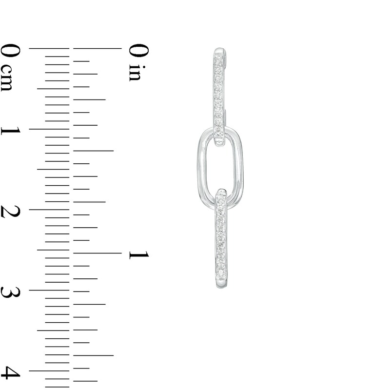 Main Image 3 of 0.16 CT. T.W. Diamond Paper Clip Link Drop Earrings in Sterling Silver