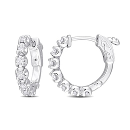0.42 CT. T.W. Diamond Hoop Earrings in 14K White Gold