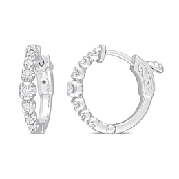 0.22 CT. T.W. Diamond Hoop Earrings in 14K White Gold