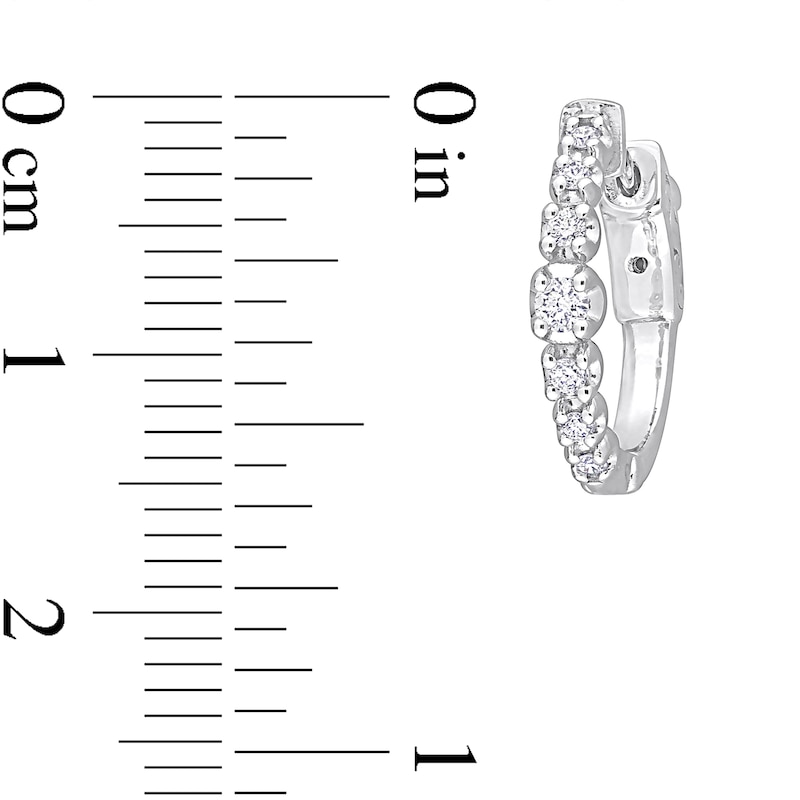 Main Image 3 of 0.22 CT. T.W. Diamond Hoop Earrings in 14K White Gold
