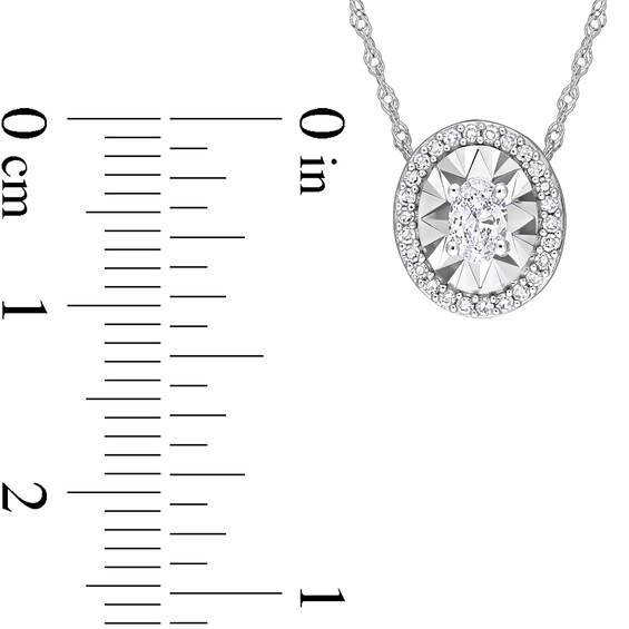 0.25 CT. T.W. Oval Diamond Frame Pendant in 14K White Gold - 17"