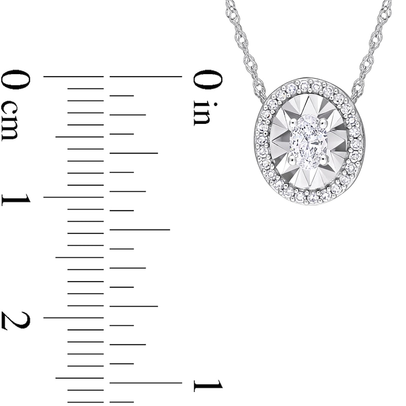 Main Image 3 of 0.25 CT. T.W. Oval Diamond Frame Pendant in 14K White Gold - 17"
