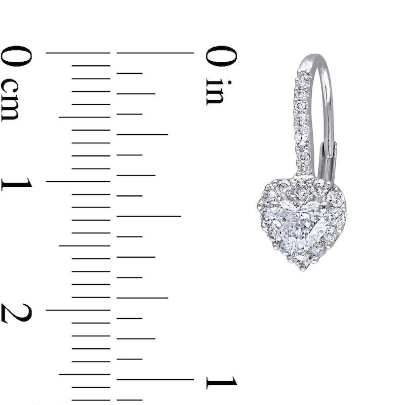 Main Image 3 of 1.00 CT. T.W. Heart-Shaped Diamond Frame Drop Earrings in 14K White Gold