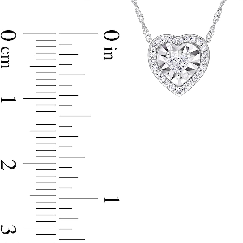 0.24 CT. T.W. Heart-Shaped Diamond Frame Pendant in 14K White Gold - 17"