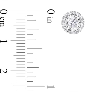0.50 CT. T.W. Diamond Frame Raised Stud Earrings in 10K White Gold
