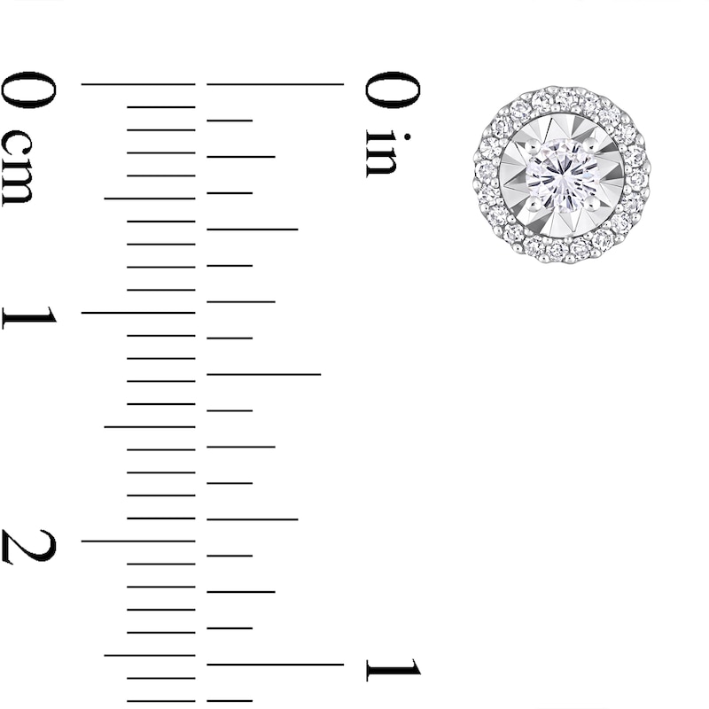 0.50 CT. T.W. Diamond Frame Raised Stud Earrings in 10K White Gold