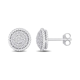 0.31 CT. T.W. Multi-Diamond Twisted Frame Layered Stud Earrings in 14K White Gold