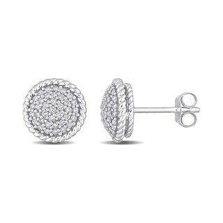 0.31 CT. T.W. Multi-Diamond Twisted Frame Layered Stud Earrings in 14K White Gold