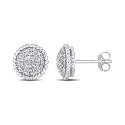 0.31 CT. T.W. Multi-Diamond Twisted Frame Layered Stud Earrings in 14K White Gold