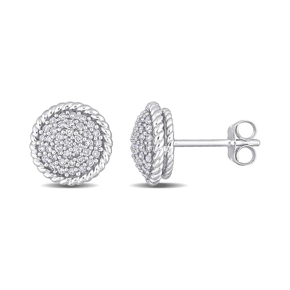 0.31 CT. T.W. Multi-Diamond Twisted Frame Layered Stud Earrings in 14K White Gold