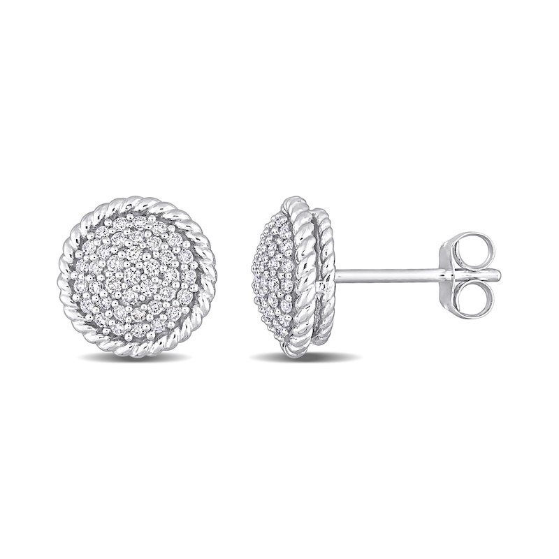 0.31 CT. T.W. Multi-Diamond Twisted Frame Layered Stud Earrings in 14K White Gold