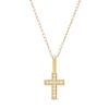 Thumbnail Image 1 of Child's Cubic Zirconia Beaded Cross Pendant in 10K Gold – 15"