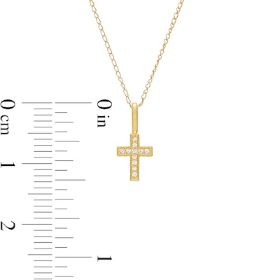 Child's Cubic Zirconia Beaded Cross Pendant in 10K Gold – 15"