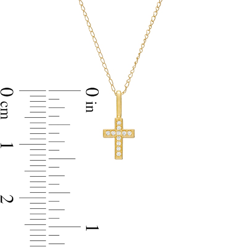 Main Image 2 of Child's Cubic Zirconia Beaded Cross Pendant in 10K Gold – 15"