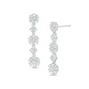 Thumbnail Image 1 of 1.00 CT. T.W. Multi-Diamond Alternating Flower Drop Earrings in 10K White Gold
