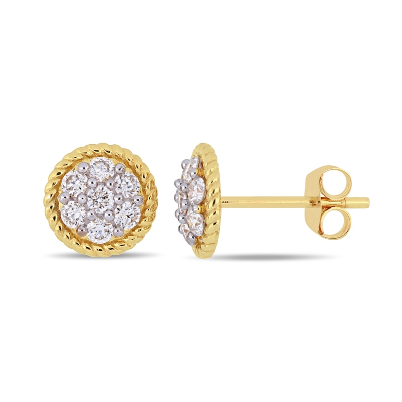 0.49 CT. T.W. Multi-Diamond Flower Twisted Frame Stud Earrings in 14K Gold