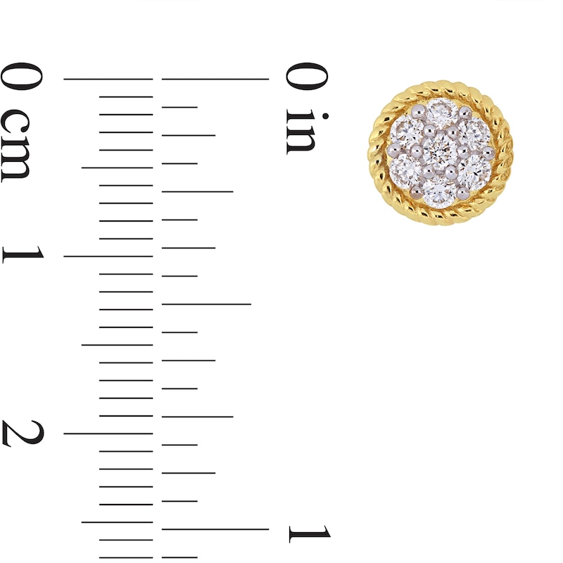 Main Image 4 of 0.49 CT. T.W. Multi-Diamond Flower Twisted Frame Stud Earrings in 14K Gold