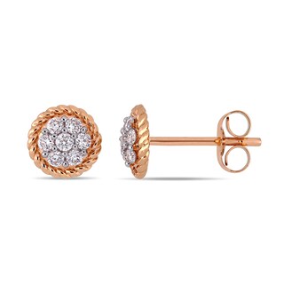 0.22 CT. T.W. Multi-Diamond Flower Twisted Frame Stud Earrings in 14K Rose Gold