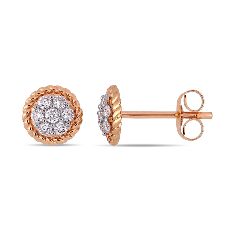 0.22 CT. T.W. Multi-Diamond Flower Twisted Frame Stud Earrings in 14K Rose Gold