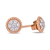 Thumbnail Image 2 of 0.22 CT. T.W. Multi-Diamond Flower Twisted Frame Stud Earrings in 14K Rose Gold