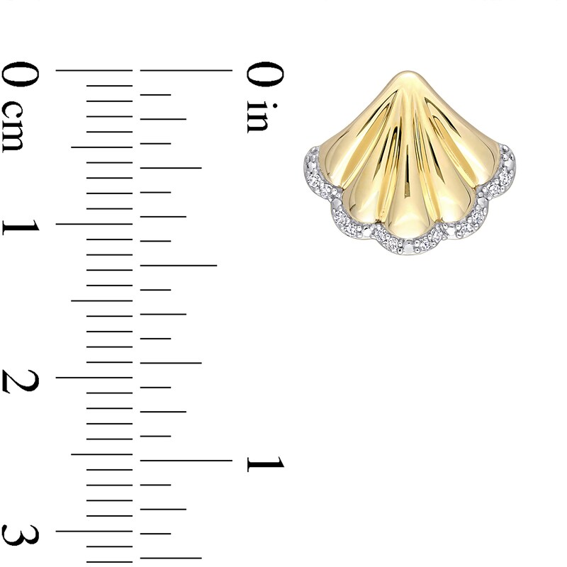 0.09 CT. T.W. Diamond Seashell Stud Earrings in 10K Gold