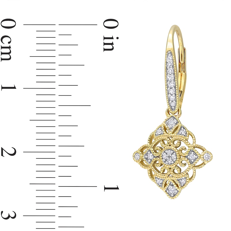 0.20 CT. T.W. Diamond Milgrain Lace Vintage-Style Drop Earrings in 10K Gold