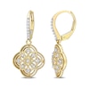 Thumbnail Image 1 of 0.16 CT. T.W. Diamond Milgrain Flower Vintage-Style Drop Earrings in 10K Gold