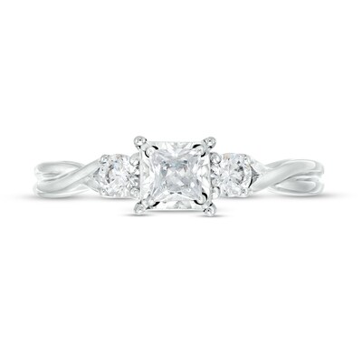 0.50 CT. T.W. Princess-Cut Diamond Past Present Future® Twist Shank Engagement Ring in 10K White Gold
