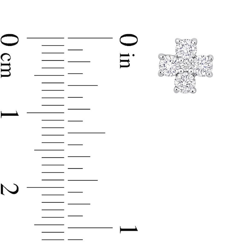 Main Image 3 of 0.83 CT. T.W. Diamond Cross Stud Earrings in Platinum