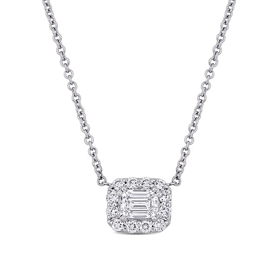 0.70 CT. T.W. Emerald-Cut Diamond Frame Necklace in Platinum