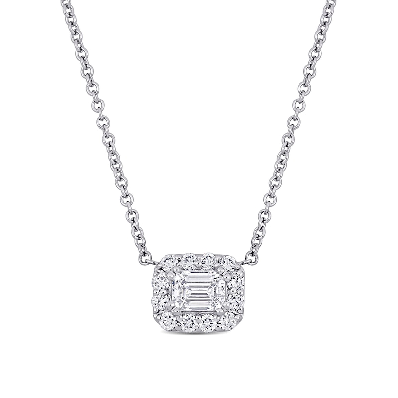 0.70 CT. T.W. Emerald-Cut Diamond Frame Necklace in Platinum