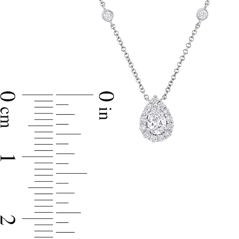 1.00 CT. T.W. Pear-Shaped Diamond Frame Station Necklace in Platinum (E/SI1)