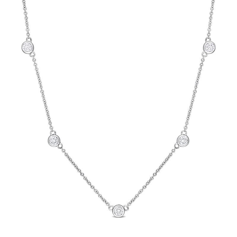 Main Image 1 of 0.99 CT. T.W. Diamond Station Necklace in Platinum