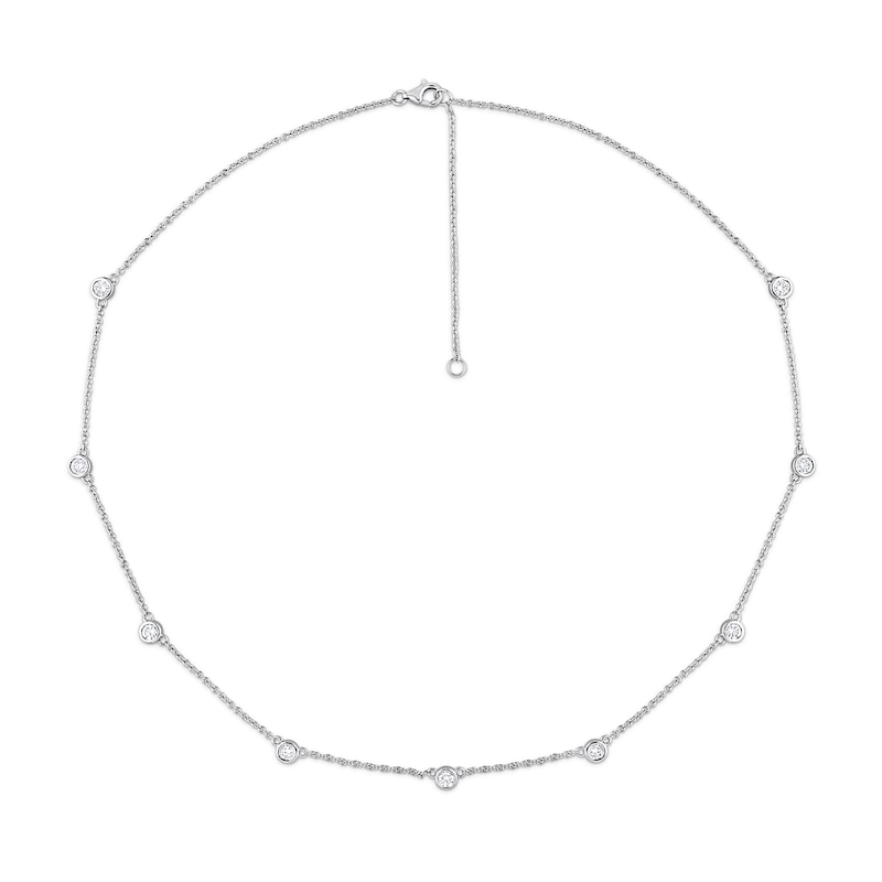 Main Image 3 of 0.99 CT. T.W. Diamond Station Necklace in Platinum
