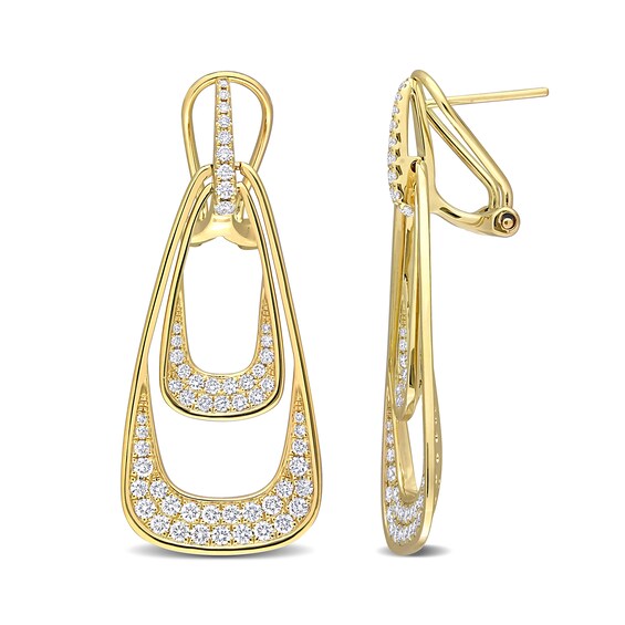 1.36 CT. T.W. Diamond Double Open Geometric Drop Earrings in 14K Gold
