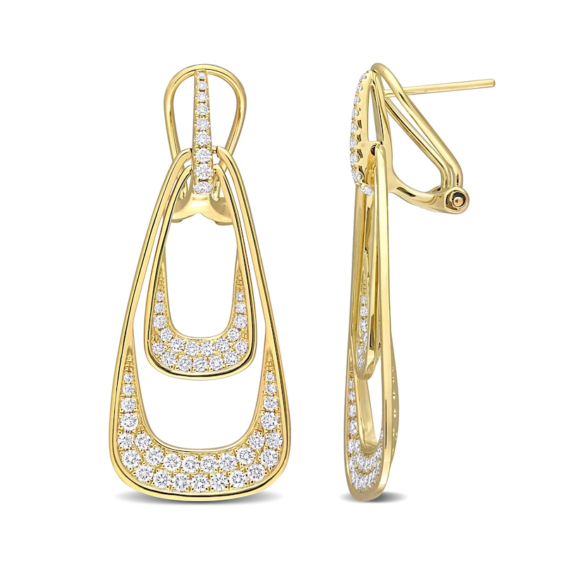 1.36 CT. T.W. Diamond Double Open Geometric Drop Earrings in 14K Gold