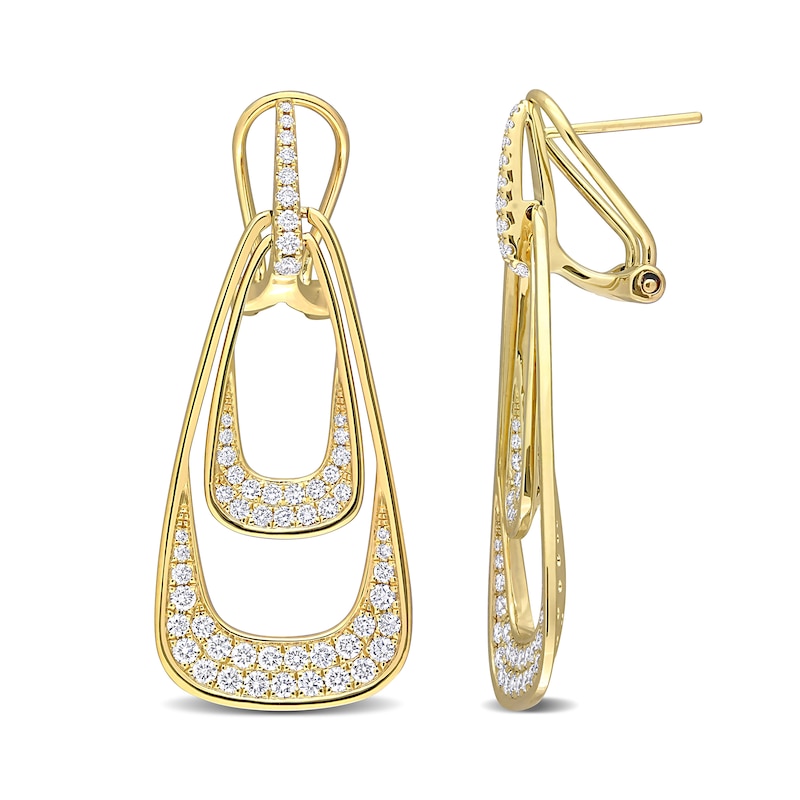 1.36 CT. T.W. Diamond Double Open Geometric Drop Earrings in 14K Gold|Peoples Jewellers