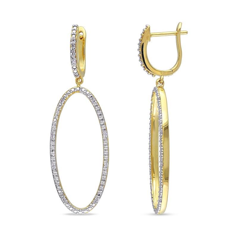 0.10 CT. T.W. Diamond Open Oval Drop Earrings in 14K Gold|Peoples Jewellers