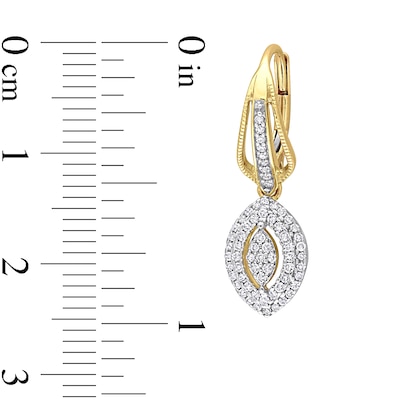 0.48 CT. T.W. Marquise Multi-Diamond Double Frame Drop Earrings in 10K Gold