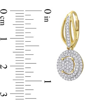 0.48 CT. T.W. Oval Multi-Diamond Double Frame Drop Earrings in 10K Gold